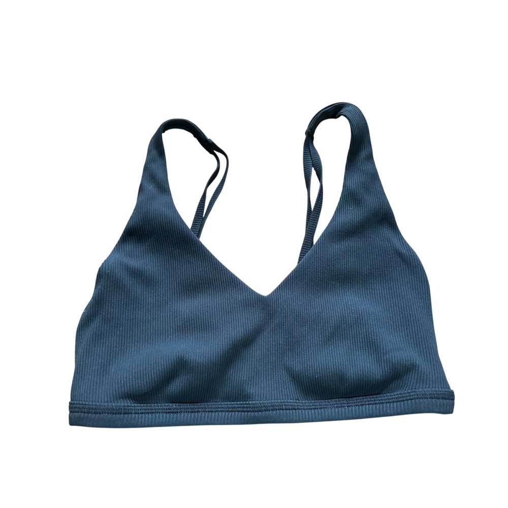 OFFLINE By Aerie Ribbed‎ V Neck Bralette Criss Cross Back Strap Activewear Top